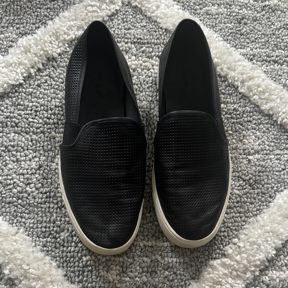 Vince Black Perforated Slip-On Shoes